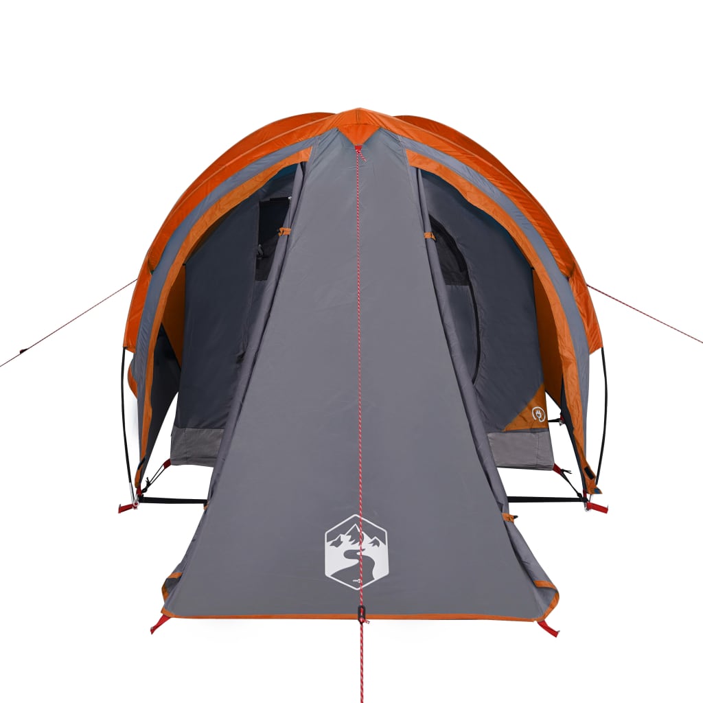 vidaXL Куполна къмпинг палатка, 2-местна, сиво-оранжева, водоустойчива
