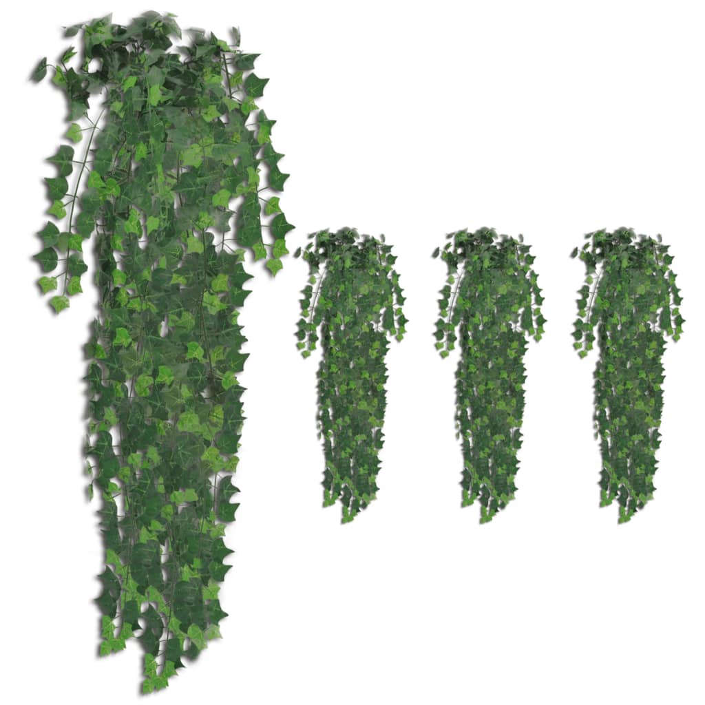 vidaXL Изкуствени храсти бръшлян, 4 бр, зелени, 90 см