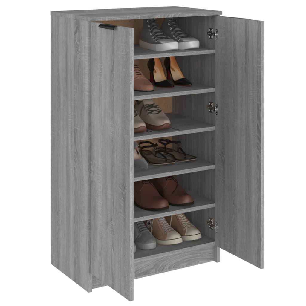 vidaXL Шкаф за обувки, сив сонома, 59x35x100 см, инженерно дърво