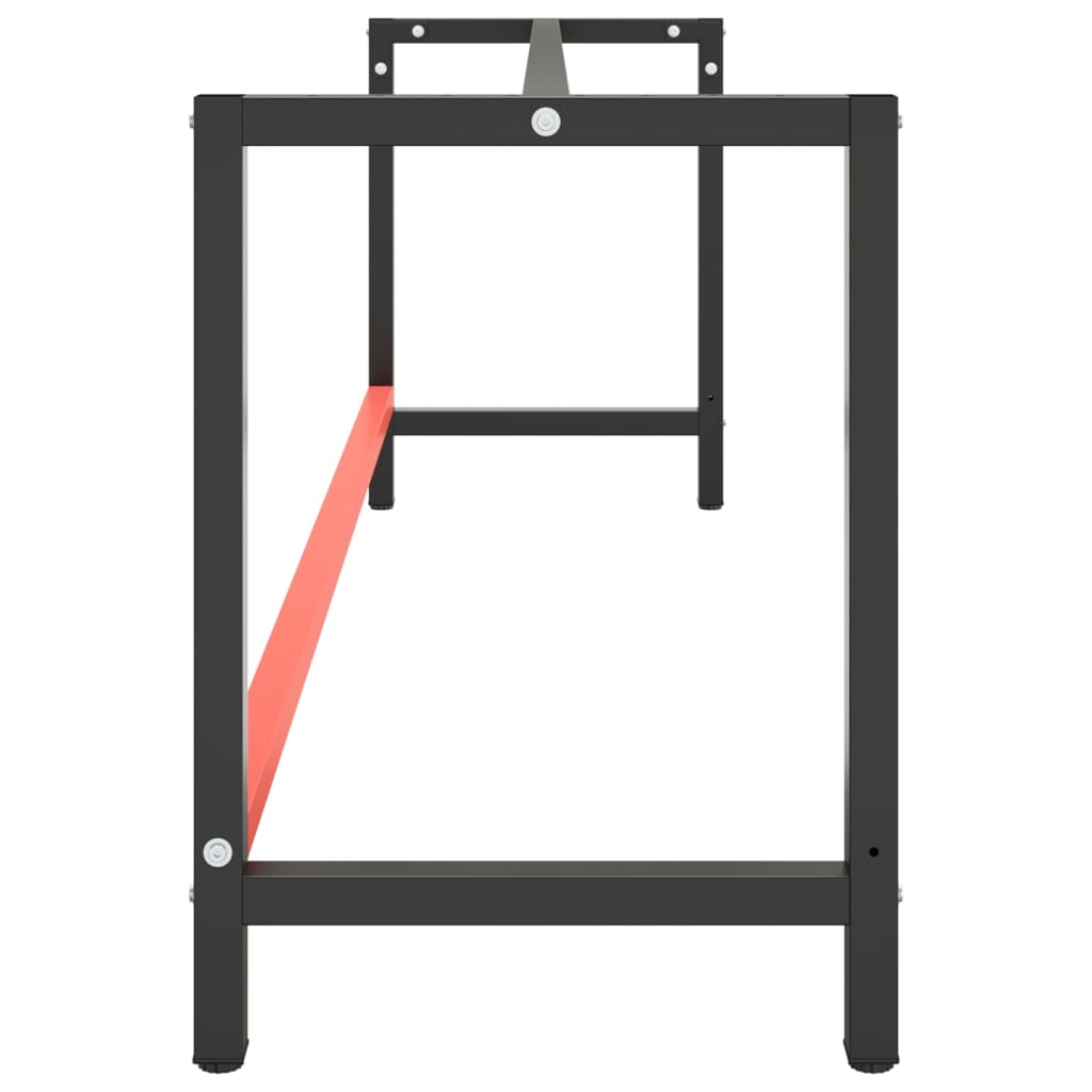 vidaXL Рамка за работна маса матово черно и червено 220x57x79 см метал