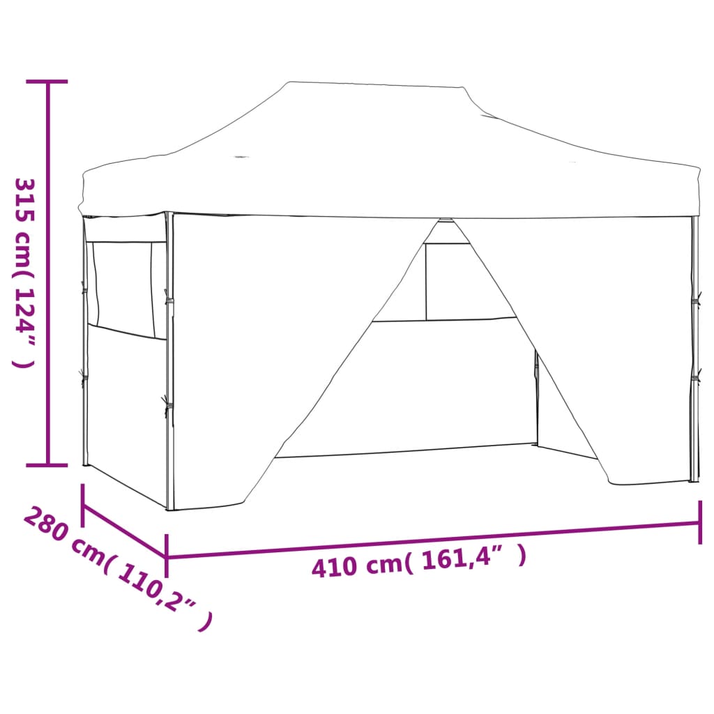 vidaXL Сгъваема парти шатра с 4 странични стени 3х4 м стомана бяла