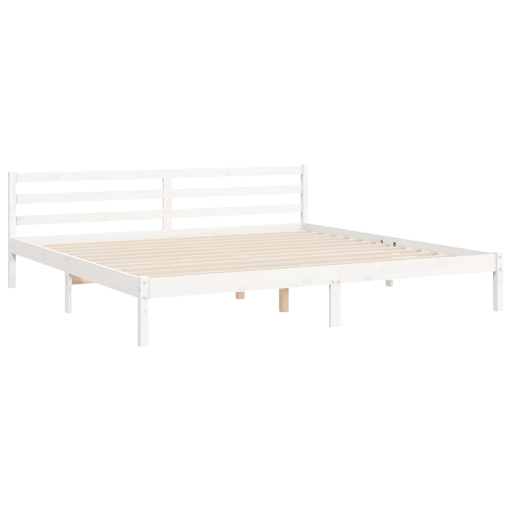 vidaXL Рамка за легло с табла, бяла, 200x200 см, масивно дърво