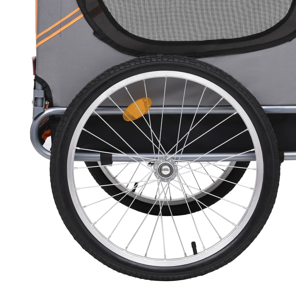 vidaXL Ремарке за велосипед за домашни любимци, оранжево и сиво