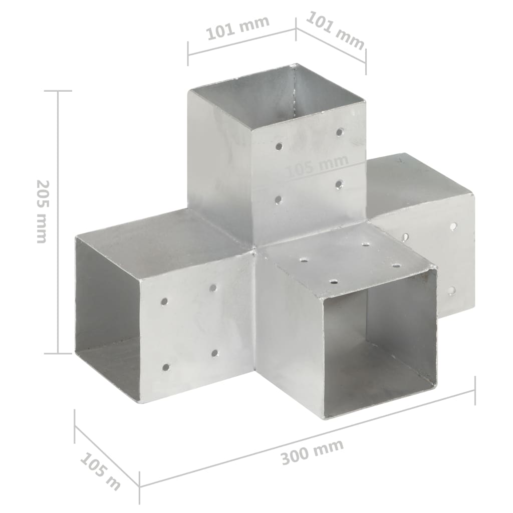 vidaXL Конектори за греди 4 бр X-образни поцинкован метал 101x101 мм