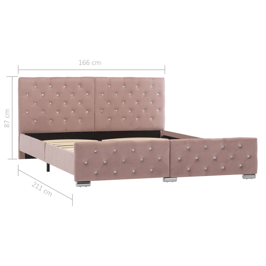 vidaXL Рамка за легло, розова, кадифе, 160x200 см