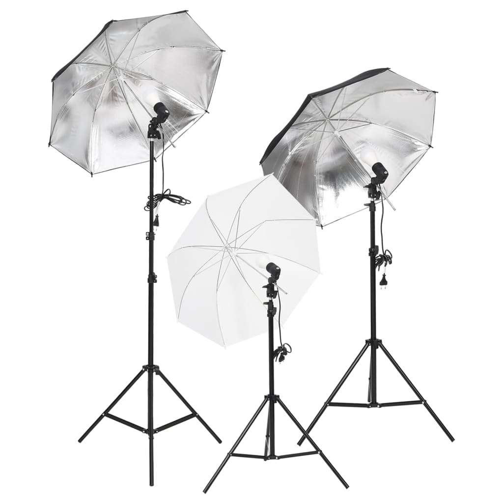 vidaXL Комплект студийно осветление със стативи и чадъри