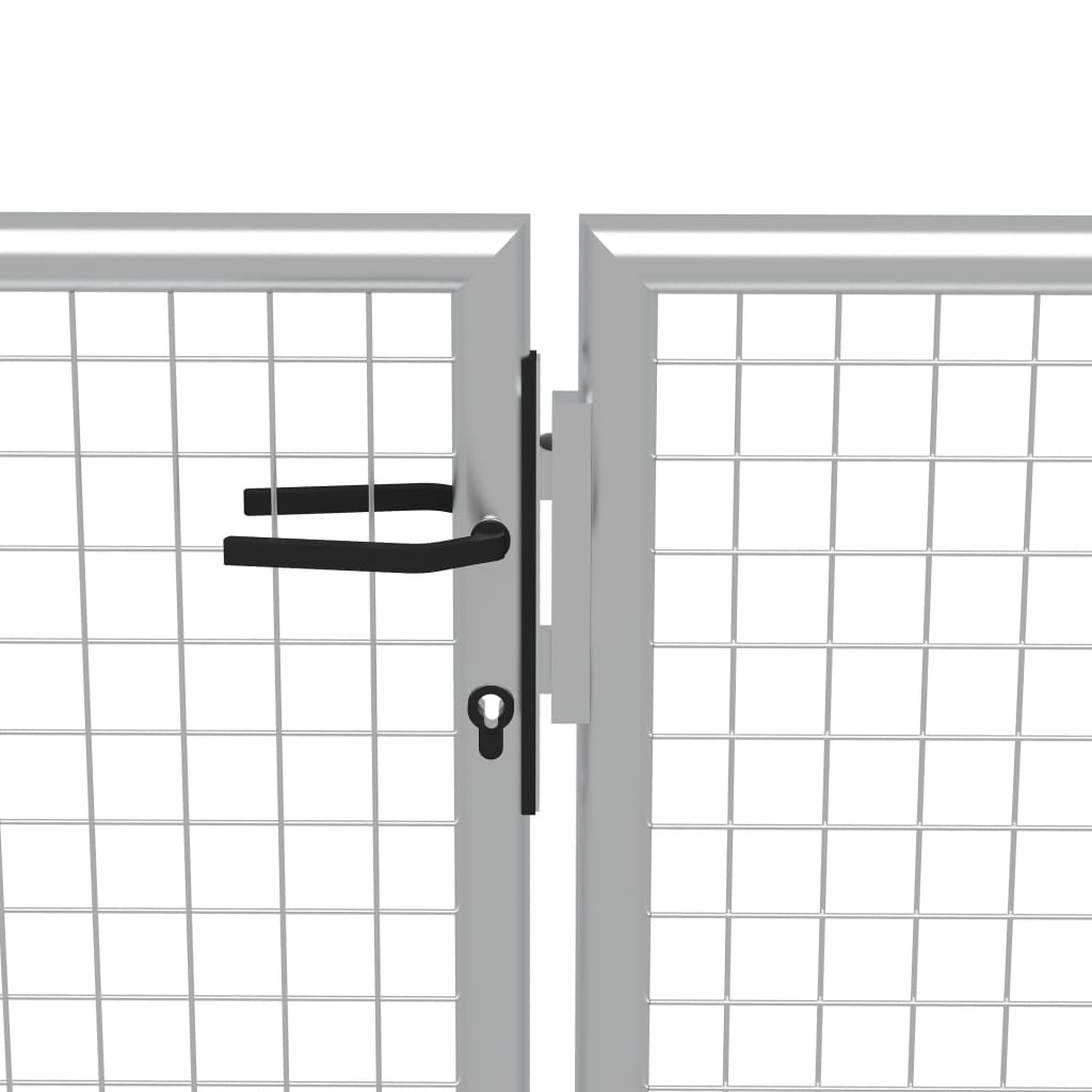 vidaXL Градинска врата, поцинкована стомана, 415x250 см, сребриста