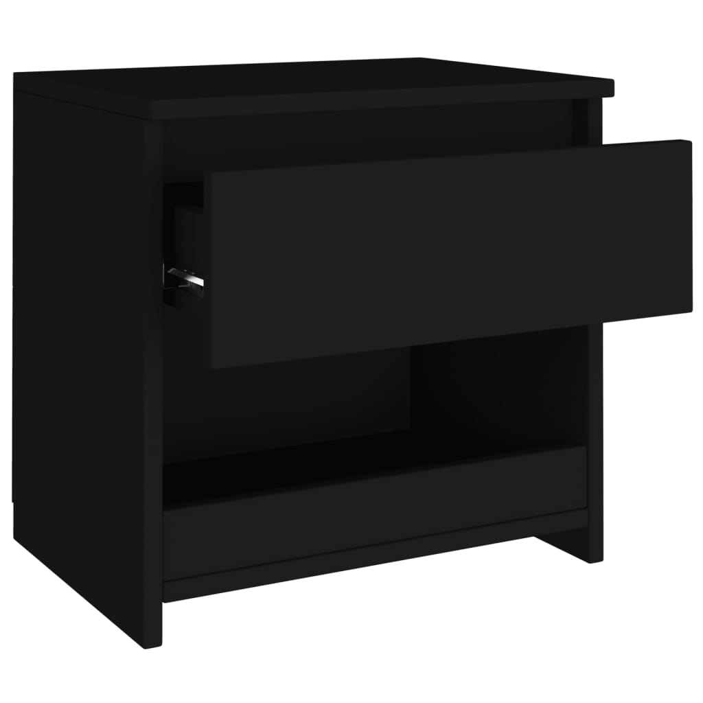 vidaXL Нощно шкафче, черно, 40x30x39 см, ПДЧ