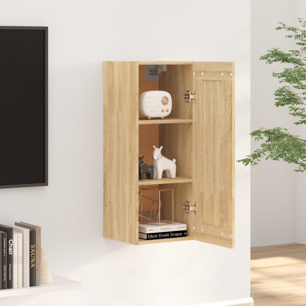 vidaXL Стенен шкаф, дъб сонома, 35x34x90 см, инженерно дърво