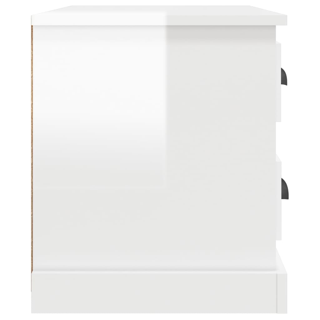 vidaXL Нощно шкафче, бял гланц, 60x39x45 см