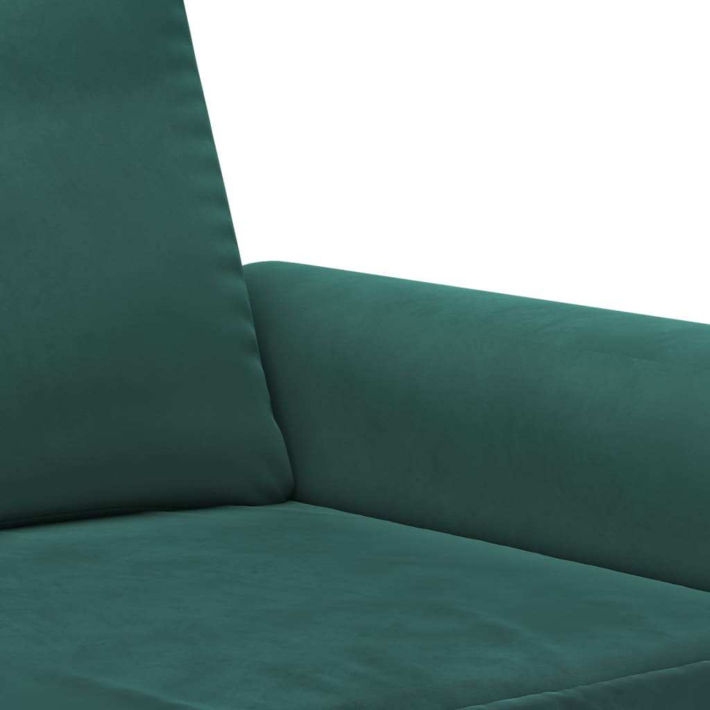 vidaXL Комплект дивани от 3 части с възглавници, тъмнозелен, кадифе