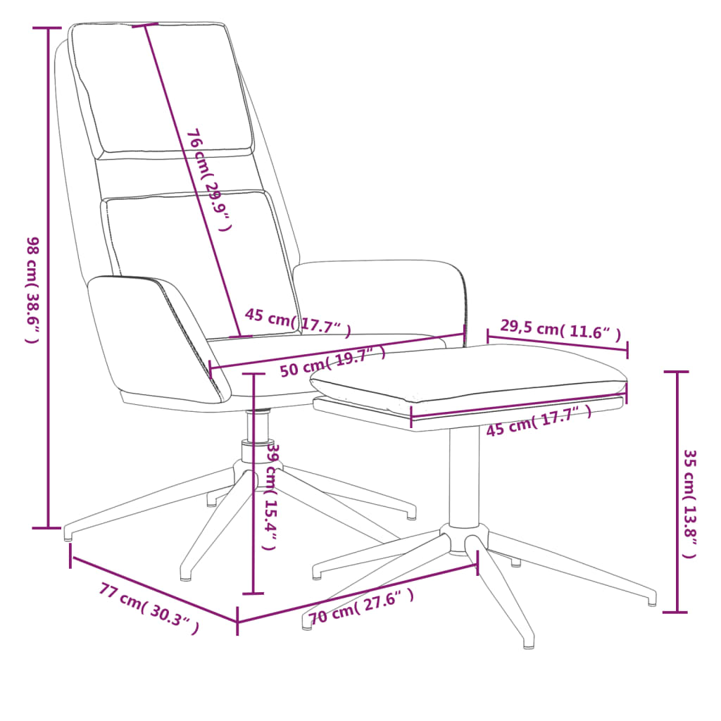 vidaXL Релаксиращ стол с табуретка, таупе, микрофибърен текстил