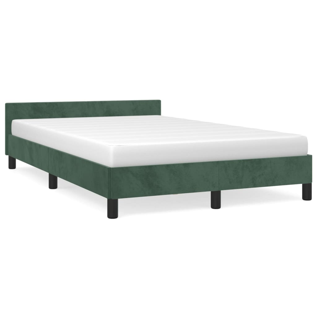 vidaXL Рамка за легло с табла, тъмнозелена, 120x190 см, кадифе