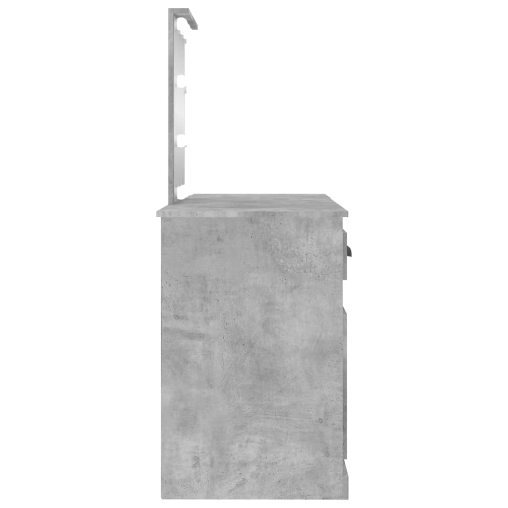 vidaXL Тоалетка с LED, бетонно сива, 130x50x132,5 см