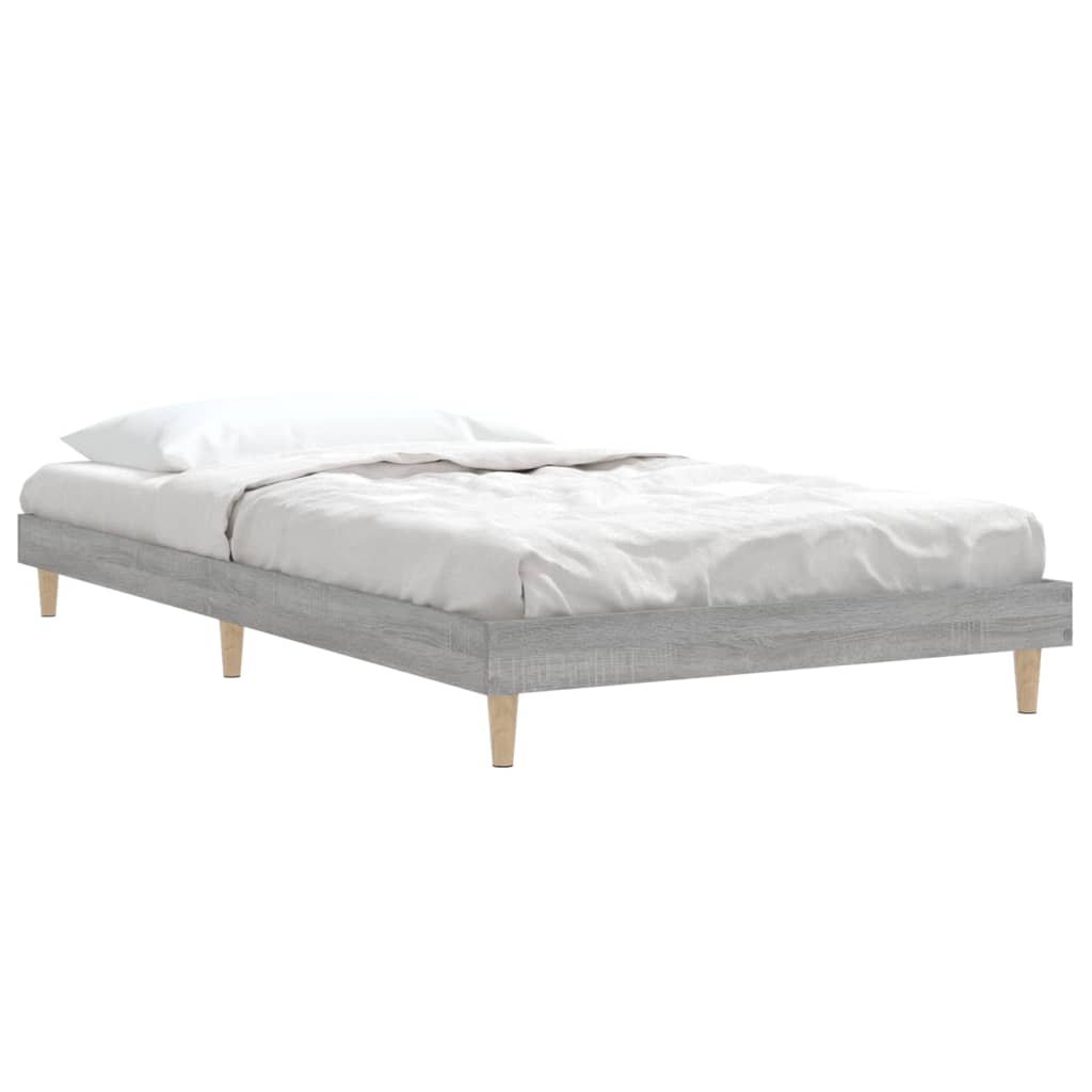 vidaXL Рамка за легло, сив сонома, 90x200 см, инженерно дърво