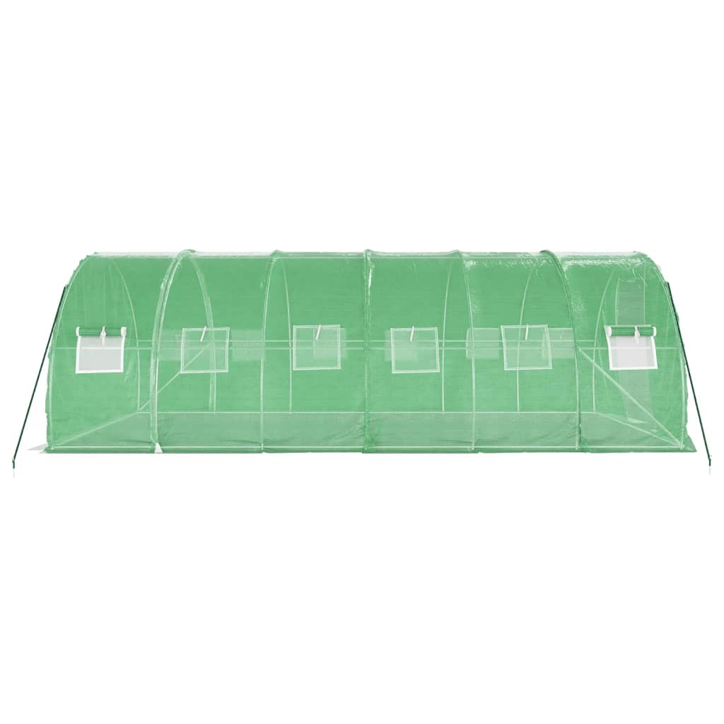vidaXL Оранжерия със стоманена рамка зелена 18 м² 6x3x2 м
