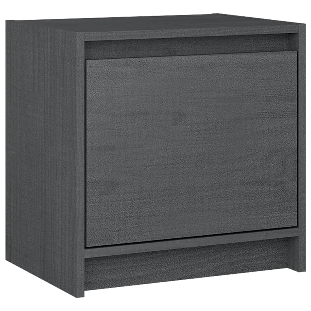 vidaXL Нощни шкафчета, 2 бр, сиви, 40x30,5x40 см, борово дърво масив