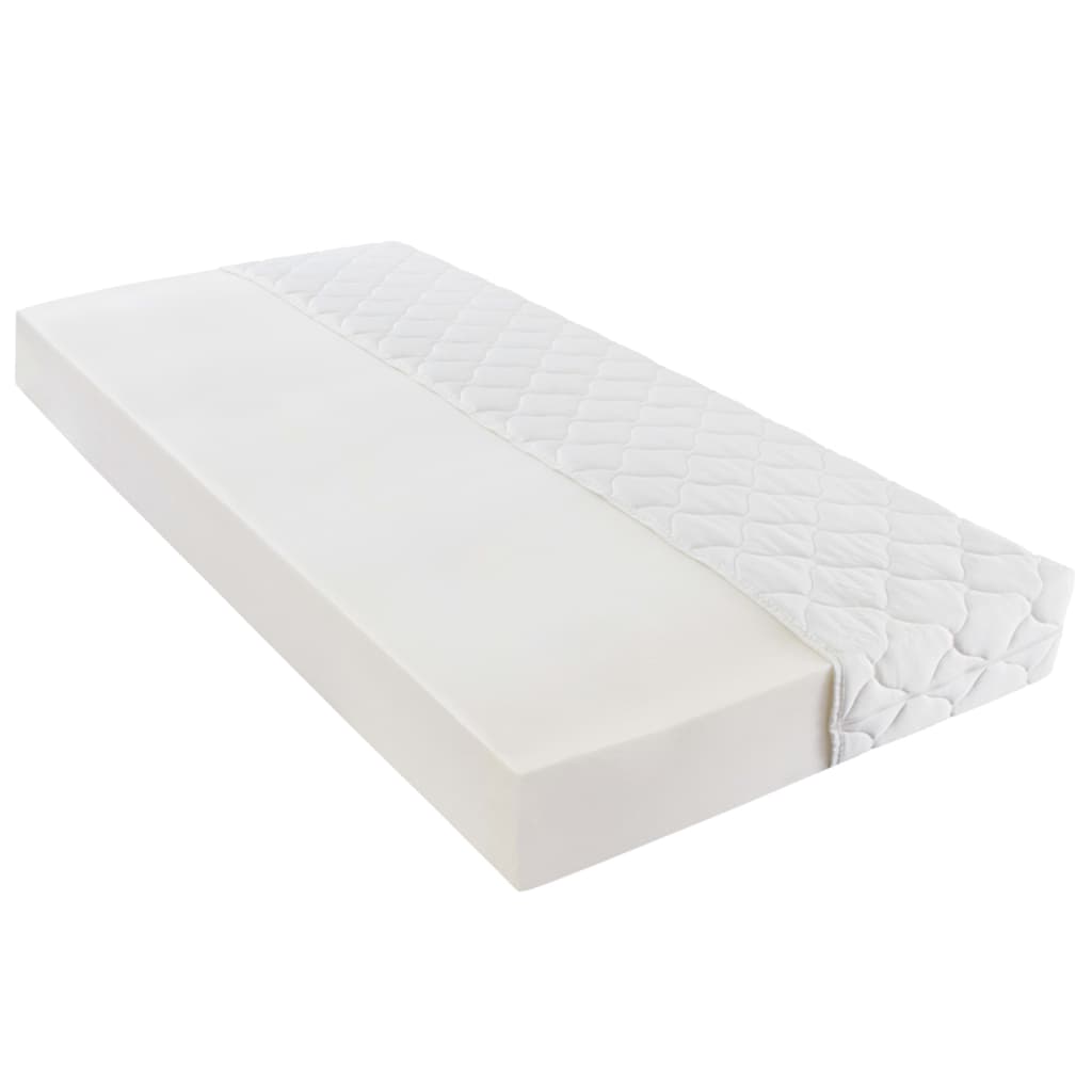 vidaXL Легло с матрак, бяло, изкуствена кожа, 180x200 см