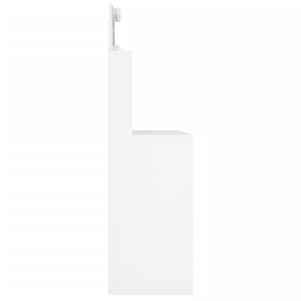 vidaXL Тоалетка с LED, бял гланц, 96x40x142 см