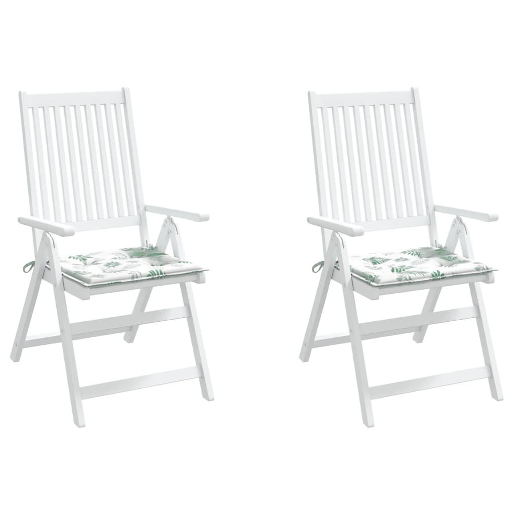 vidaXL Възглавници за столове, 2 бр, на листа, 40x40x3 см, плат