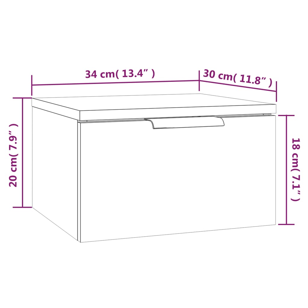 vidaXL Нощни шкафчета за стенен монтаж, 2 бр, опушен дъб, 34x30x20 см