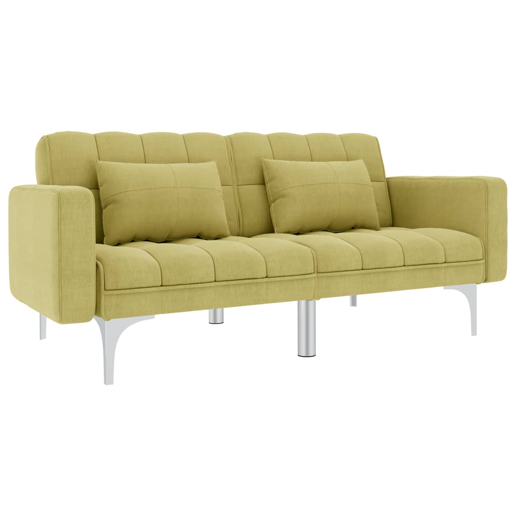vidaXL Разтегателен диван, зелен, плат