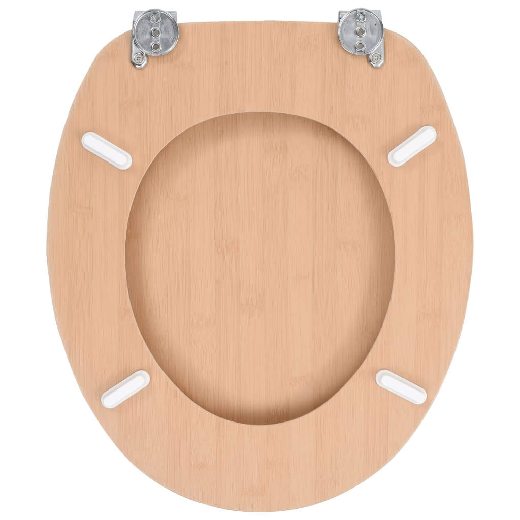 vidaXL WC тоалетни седалки, 2 бр, с капаци, МДФ, дизайн бамбук