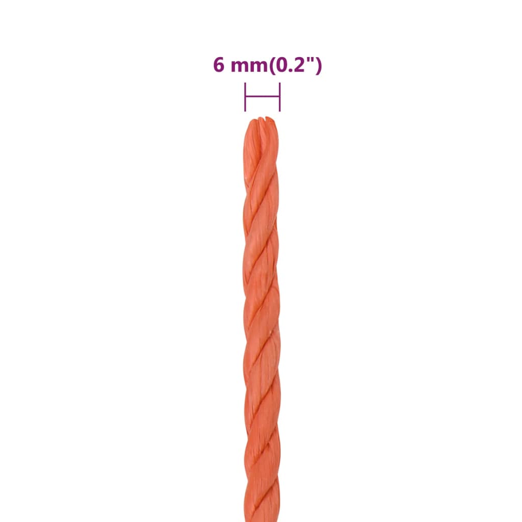 vidaXL Работно въже оранжево 6 мм 250 м полипропилен