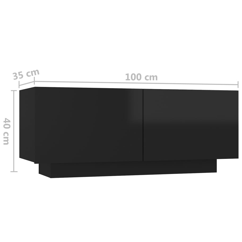 vidaXL Нощно шкафче, черен гланц, 100x35x40 см, ПДЧ