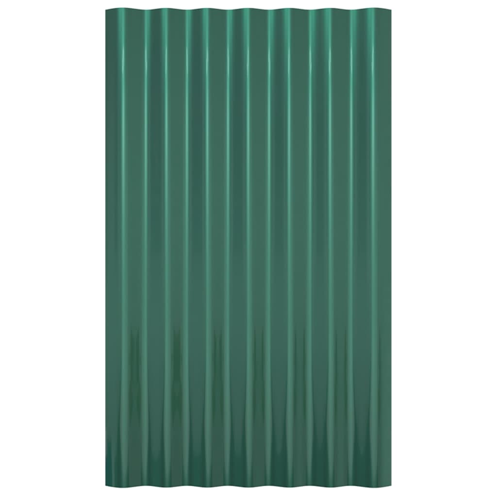 vidaXL Покривни панели 36 бр прахово боядисана стомана зелени 60х36 см