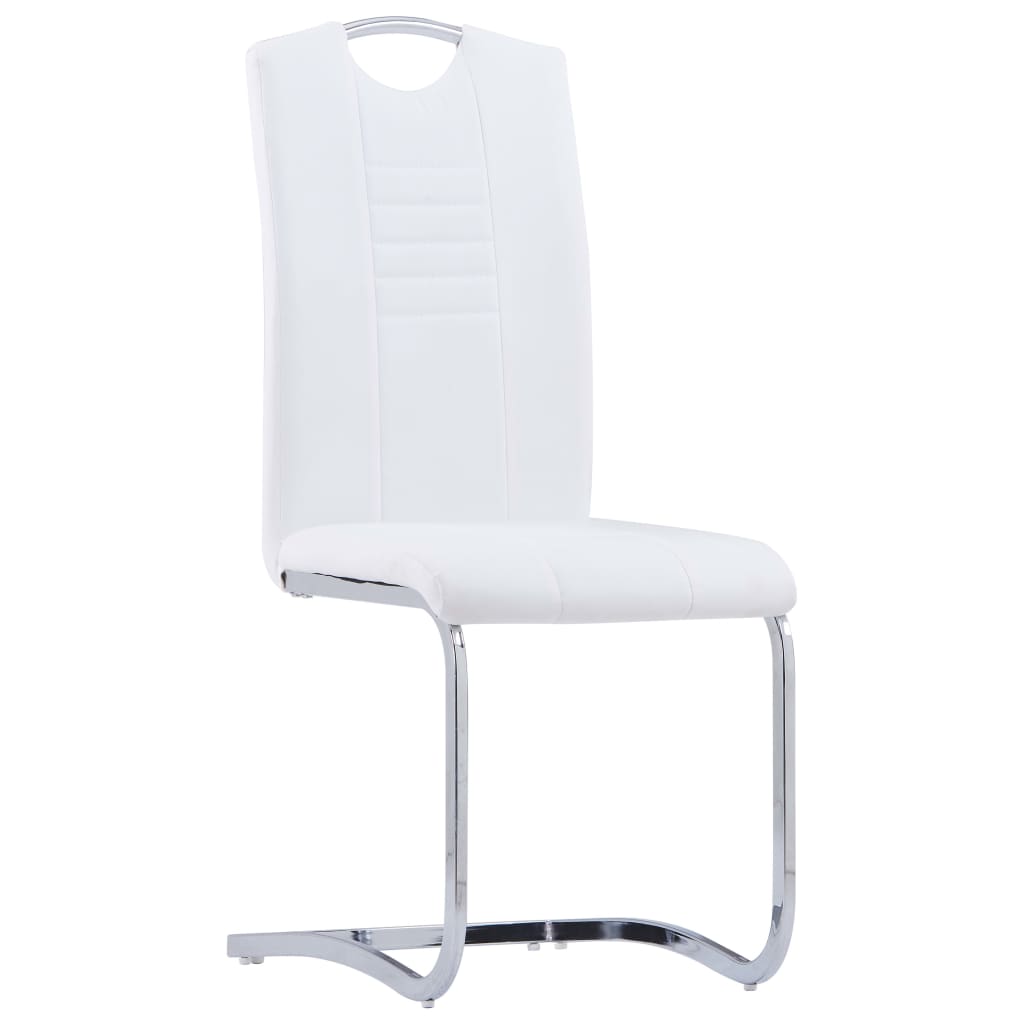 vidaXL Конзолни трапезни столове, 6 бр, бели, изкуствена кожа