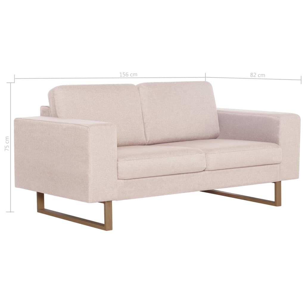 vidaXL 2-местен диван, текстил, кремав