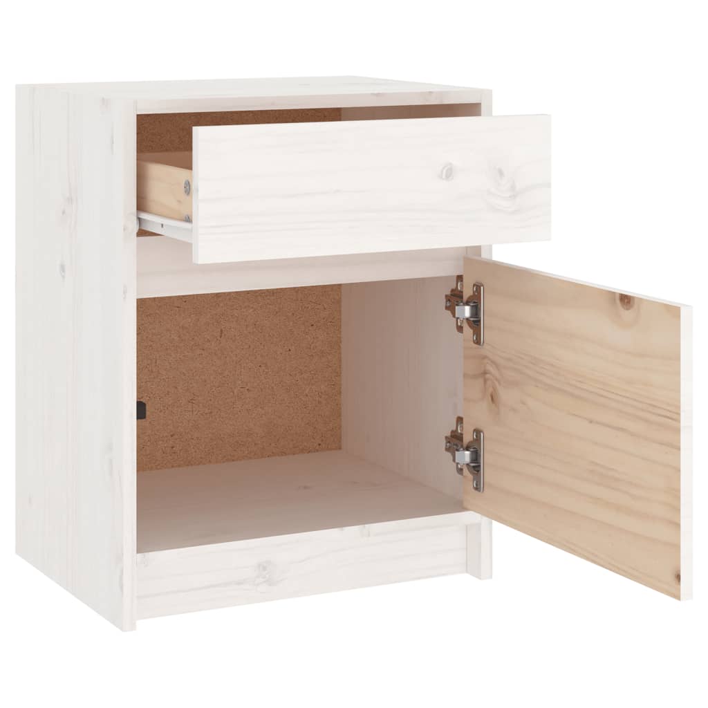 vidaXL Нощни шкафчета, 2 бр, бели, 40x31x50 см, бор масив