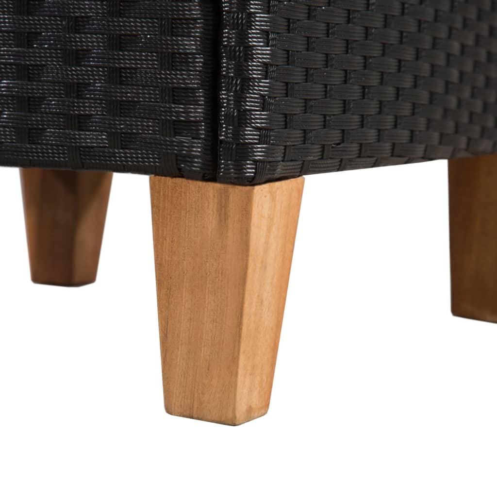 vidaXL Външни столове с възглавници, 2 бр, полиратан, черни