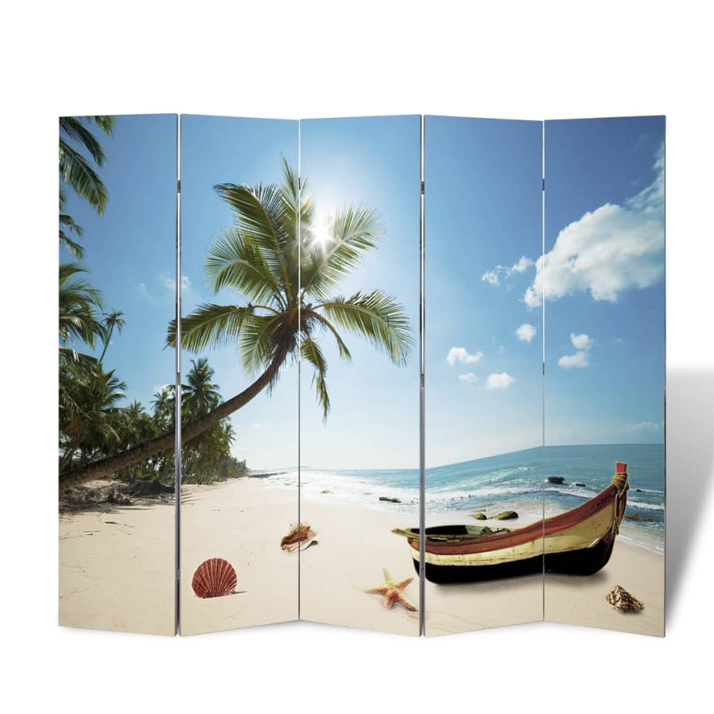 vidaXL Сгъваем параван за стая, 200x170 см, плаж