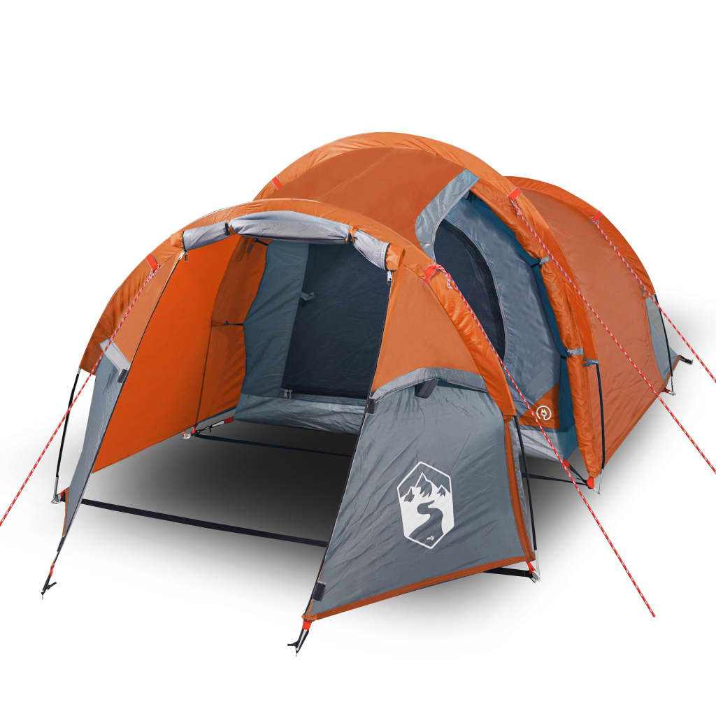 vidaXL Къмпинг палатка тунелна за 2 души сиво и оранжево водоустойчива