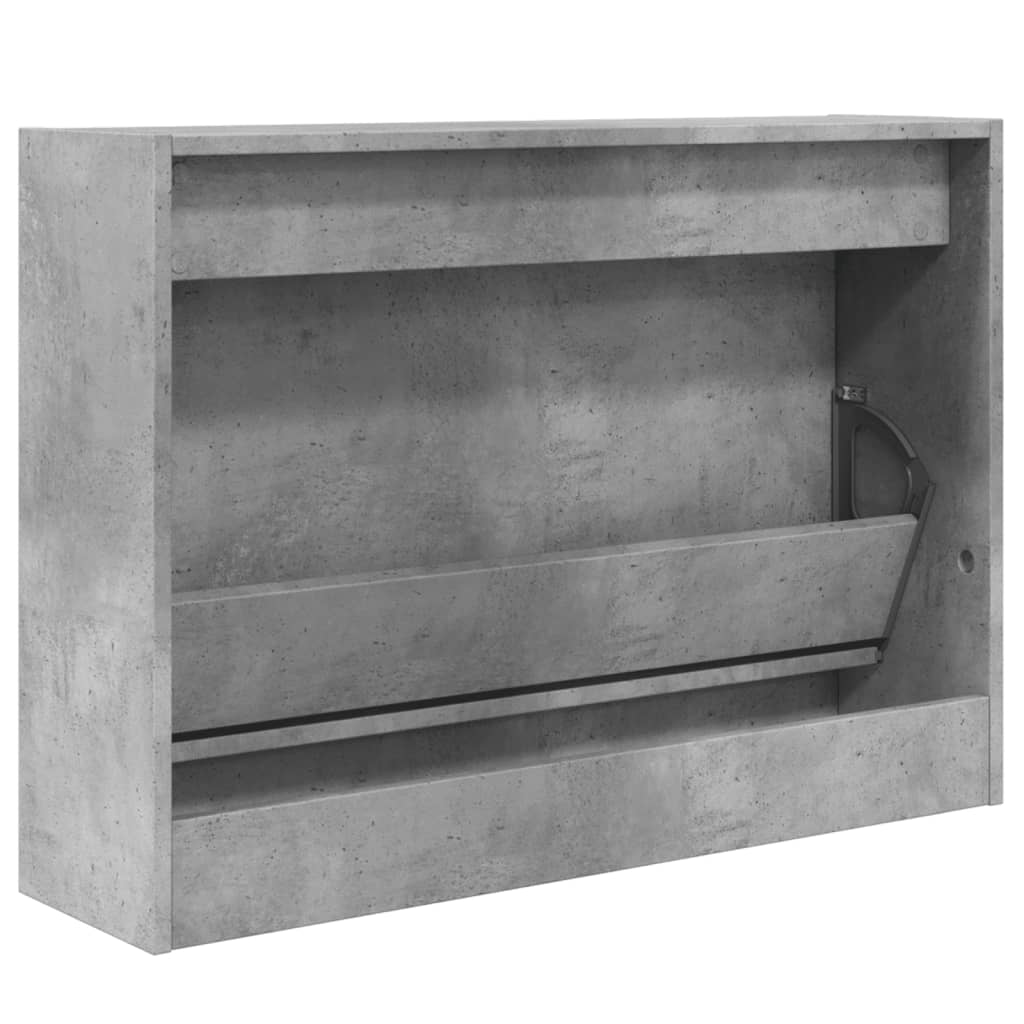vidaXL Шкаф за обувки, бетонно сив, 80x21x57 см, инженерно дърво