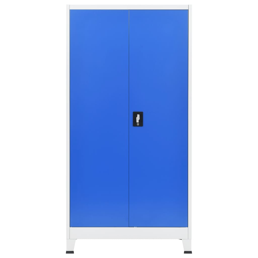 vidaXL Метален офис шкаф, 90x40x180 см, сиво и синьо