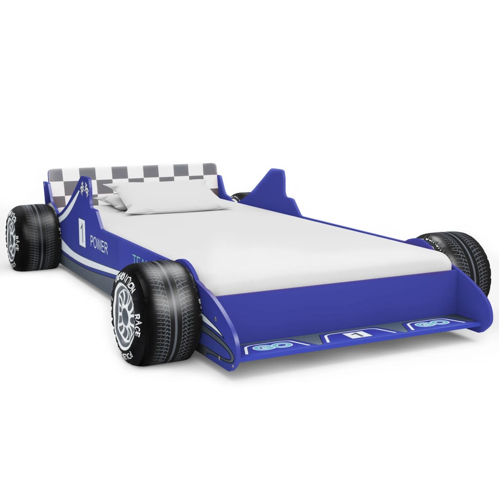 vidaXL Детско легло състезателна кола, 90x200 cм, синьо