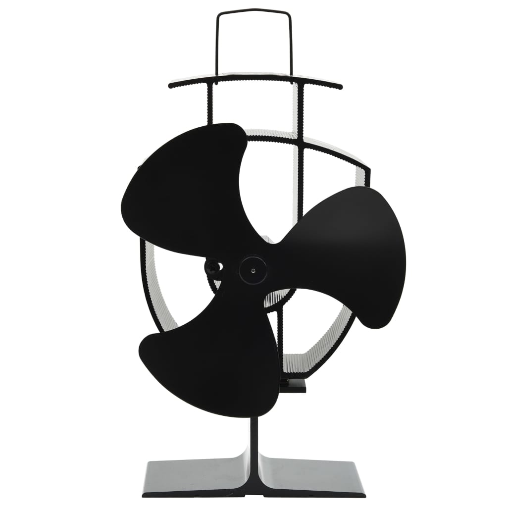 vidaXL Вентилатор за печка за топъл въздух, 3 перки, черен