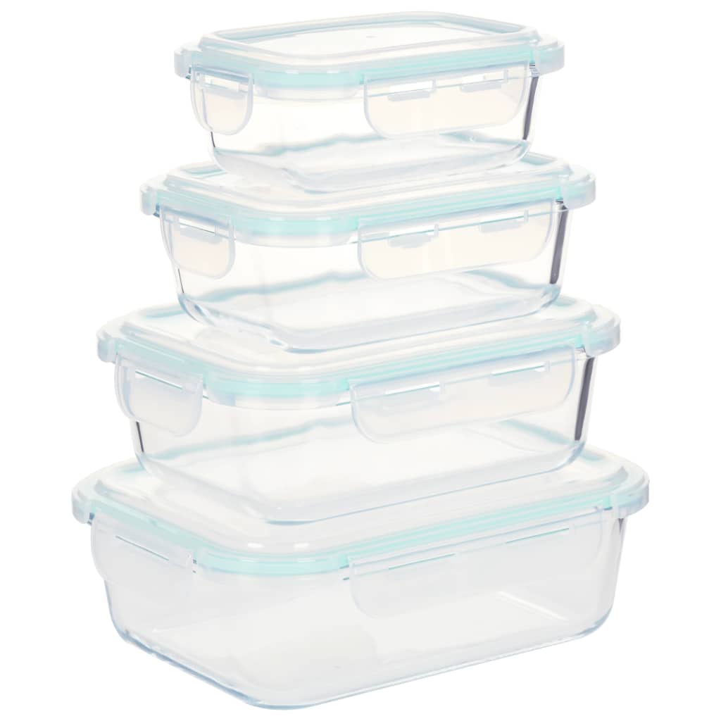 vidaXL Стъклени кутии за съхранение на храна, 8 бр