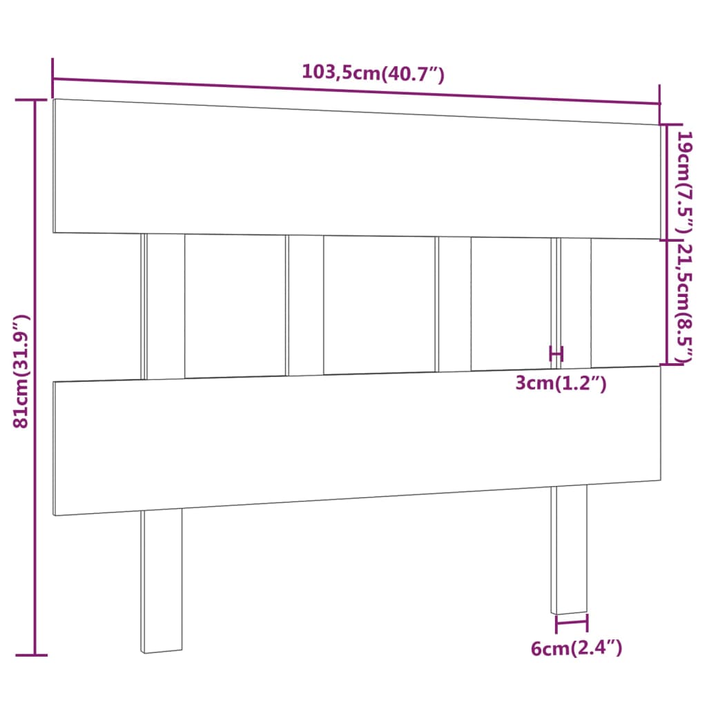 vidaXL Горна табла за легло, меденокафява, 103,5x3x81 см, бор масив