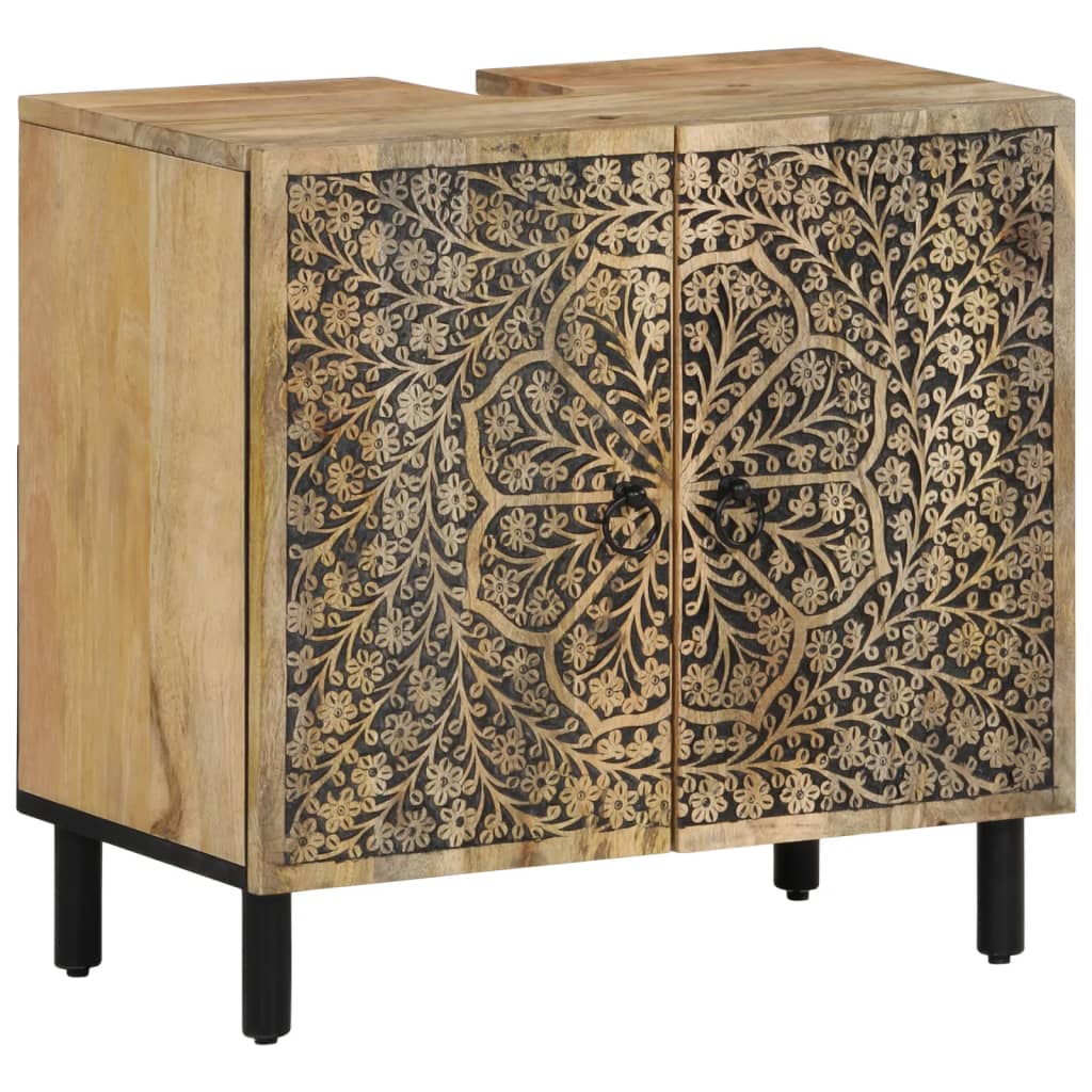 vidaXL Комплект мебели за баня, 2 части, масивна мангова дървесина