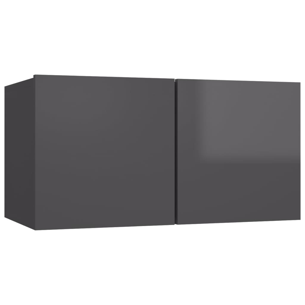 vidaXL Комплект ТВ шкафове от 6 части, сив гланц, ПДЧ