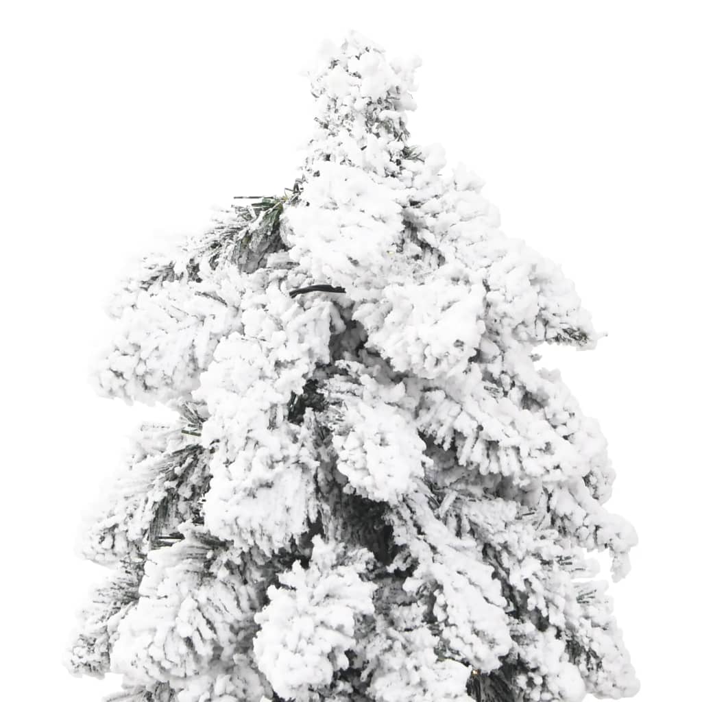vidaXL Изкуствена осветена коледна елха 130 LED и флокиран сняг 210 см