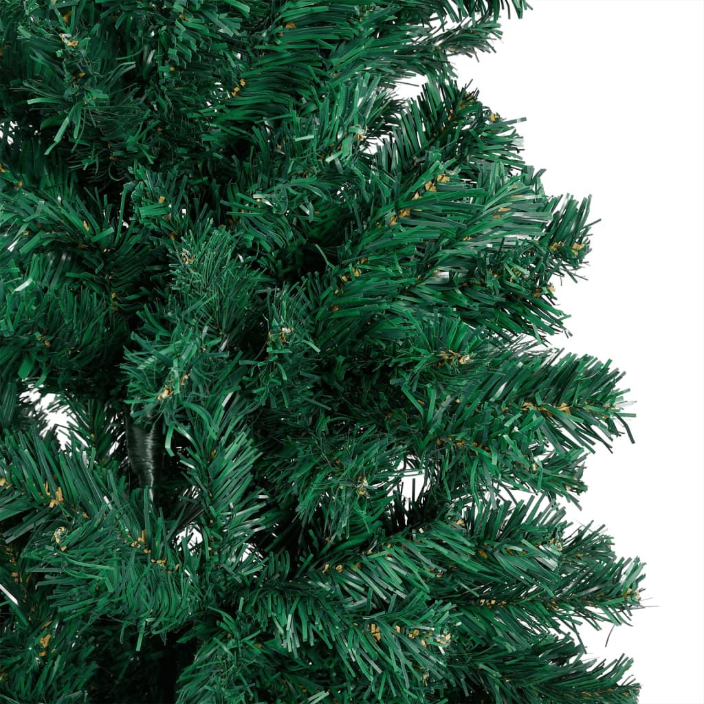 vidaXL Изкуствена осветена коледна елха с топки зелена 210 см PVC