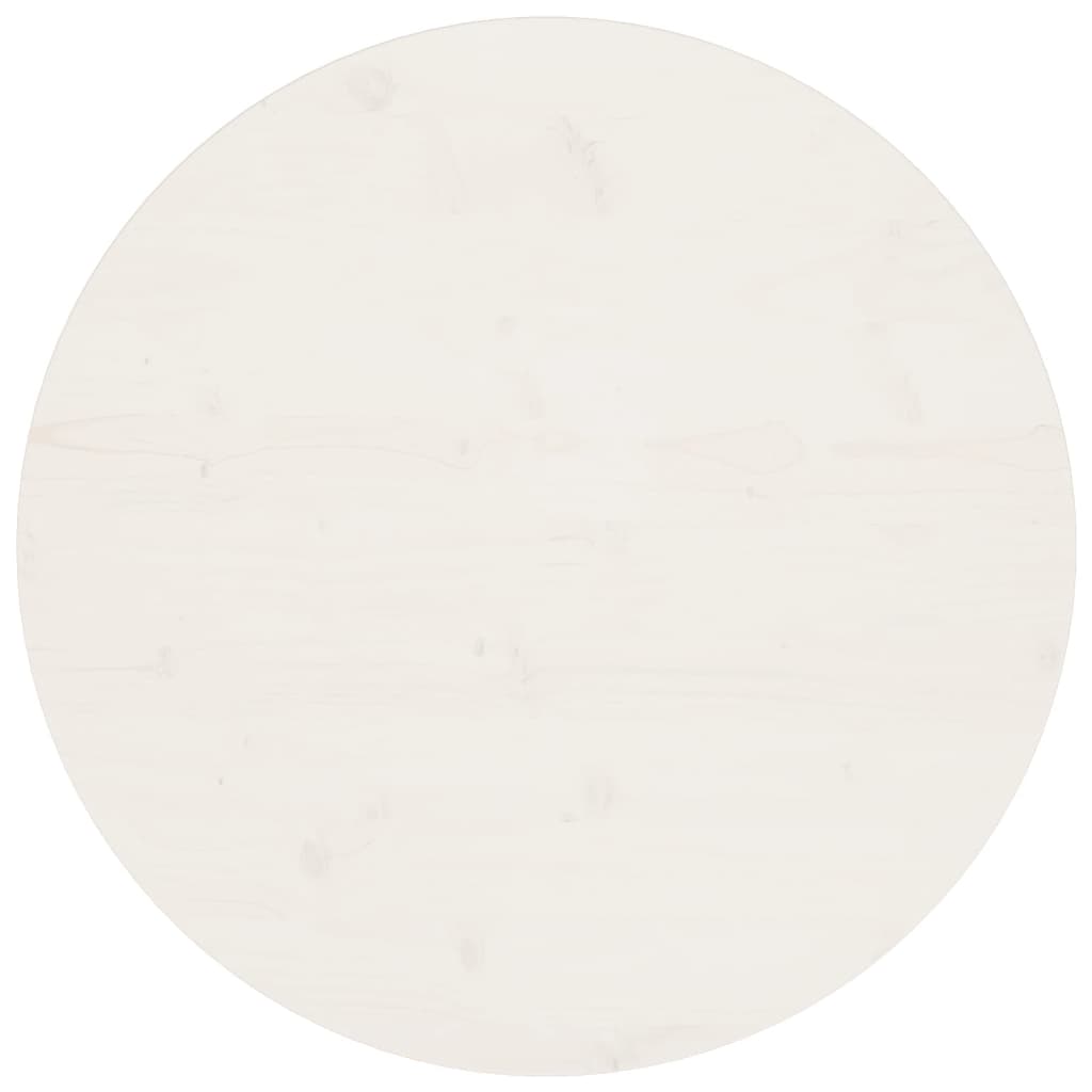 vidaXL Плот за маса, бял, Ø70x2,5 см, бор масив