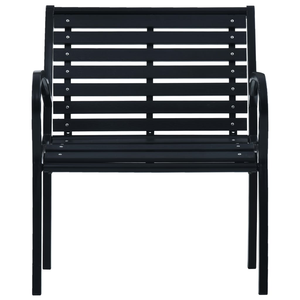 vidaXL Градински столове, 2 бр, черни, стомана и WPC