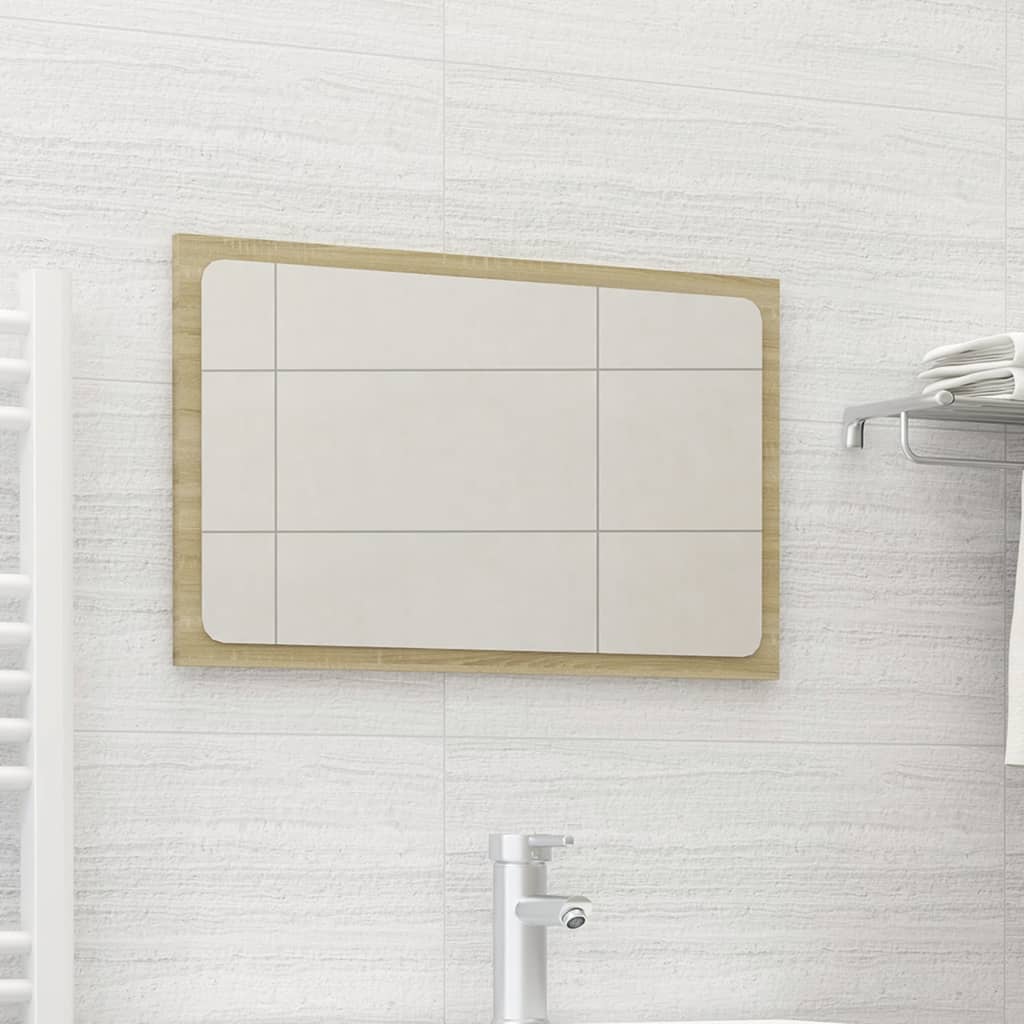 vidaXL Огледало за баня, дъб сонома, 60x1,5x37 см, ПДЧ