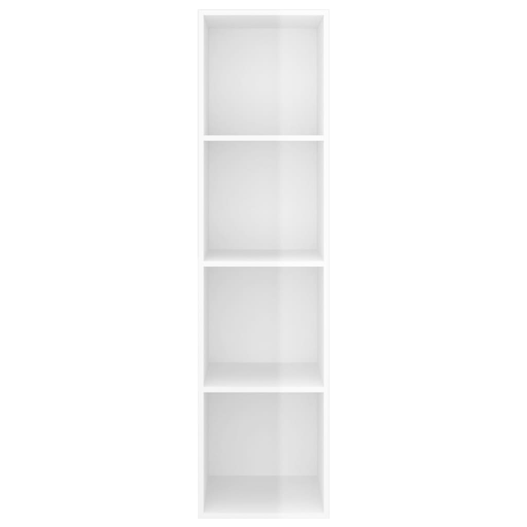 vidaXL ТВ шкаф за стенен монтаж, бял гланц, 37x37x142,5 см, ПДЧ